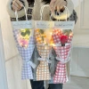 Romantic Qixi Valentine's Day, Women's Day, hand-held flower gifts, soap flowers, woven bouquets with lights, hand-held gift bags wholesale Specification image